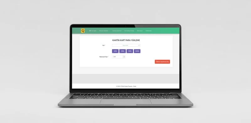 Kantin Programı sayesinde kantin karta para yükleme işlemi görselidir. 
