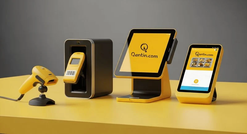 Kantin kart sistemi kiosk ve kart okuyucu donanımları görselidir.