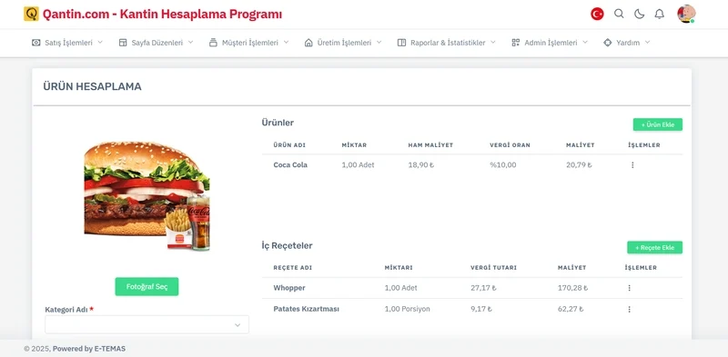 Kantin Hesaplama Programı sayesinde ürün hesaplaması